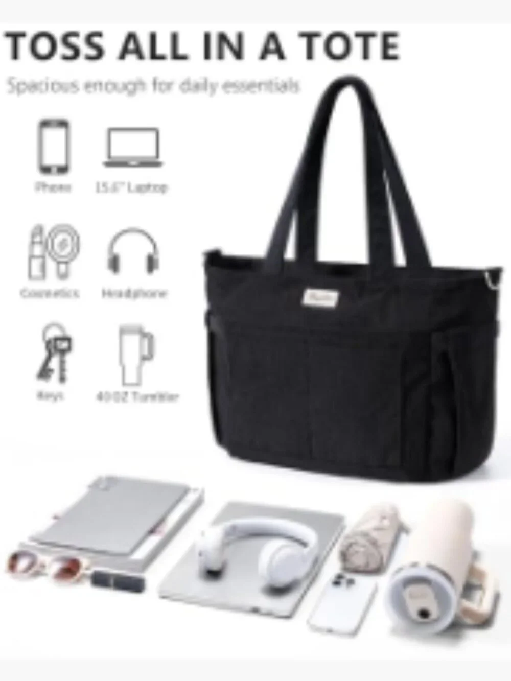 Corduroy Tote Bag for Women, 17 Pockets, Laptop, 40oz Cup Holder